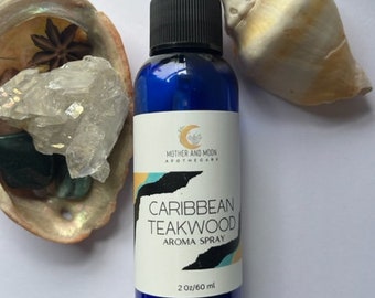 Caribbean Teakwood Body Spray, Woodsy Scent, Natural Body Mist, Gift for her