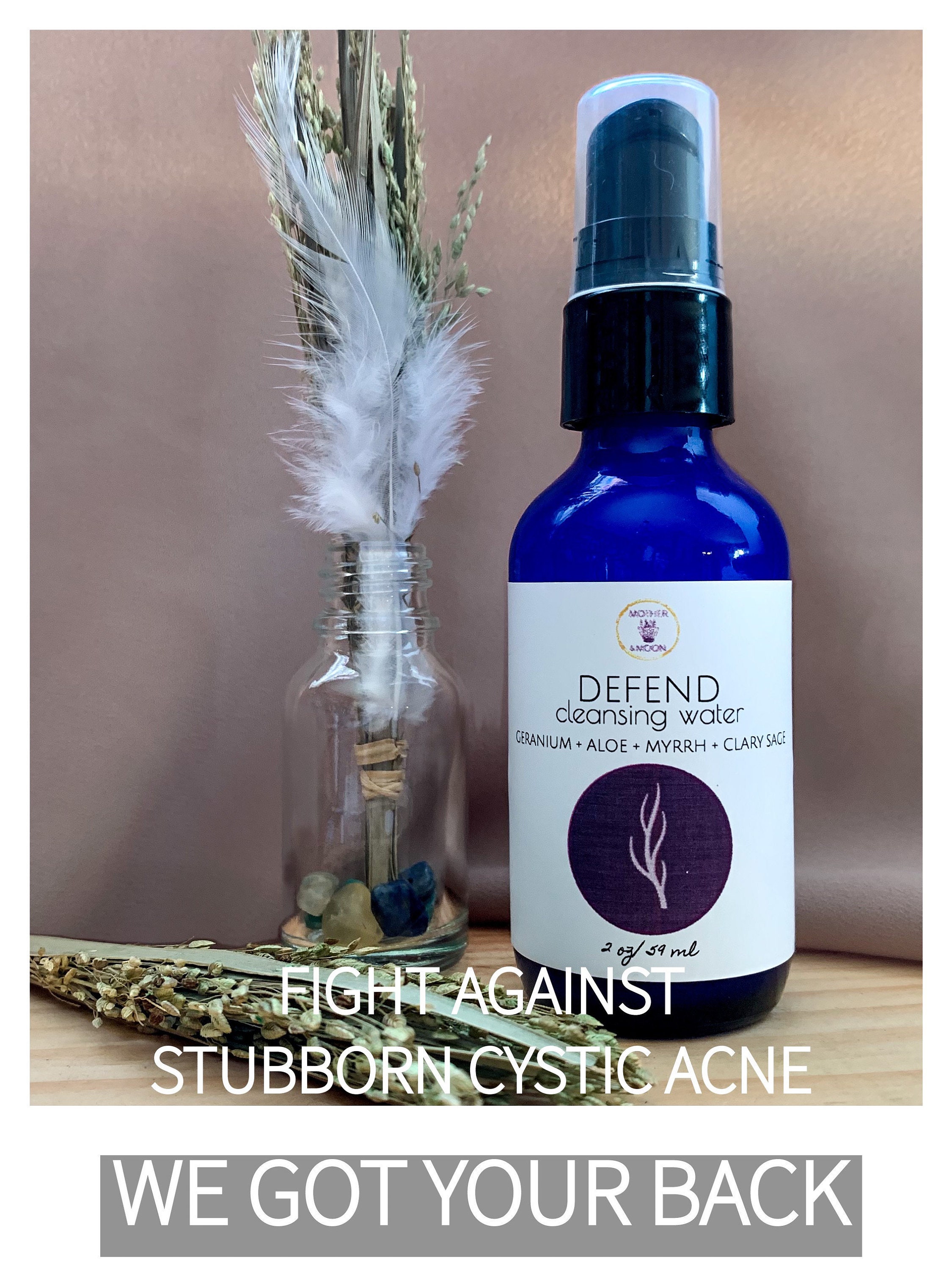 Cystic Acne Face Wash, Natural Skin Care Cleanser, Breakout Facial Wash