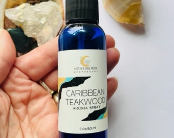 Caribbean Teakwood Body Spray, Woodsy Scent, Natural Body Mist, Gift for her