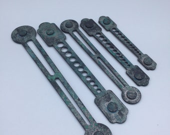 Colección de 5 varillas de empuje de pátina pintada - Piñones - Engranaje de madera - Corte láser