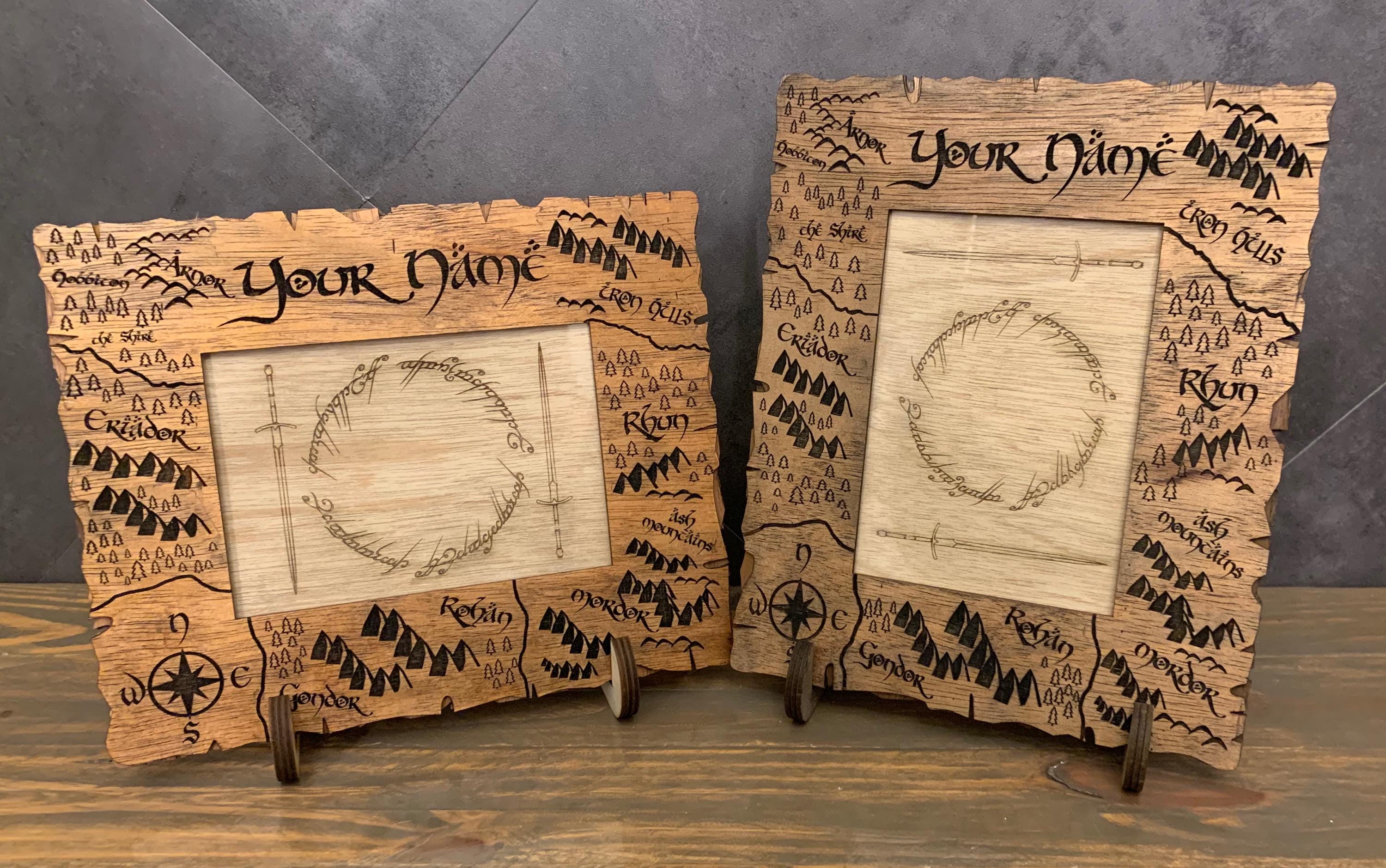 Lotr Frameborder Custom Lord of the Rings Inspired Wood Picture Frame - Hobbit Rustic ...