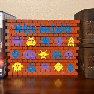 Unique Space Invaders Inspired Decor - Graffiti - Atari - Gamer - Alien - Fantasy Book Nook - Fan Art