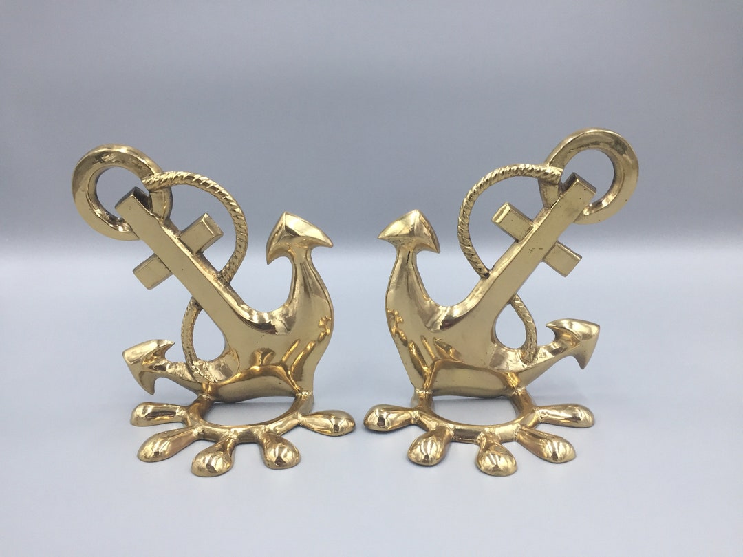 Anchor Brass Bookends Nautical Style Bookends - Etsy