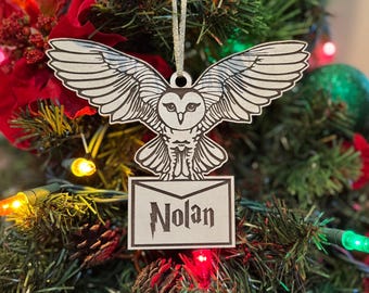 Personlig trollkarlsjulprydnad, Ugglebokstav Anpassade ornament, Magiska trollkarlars julbrev