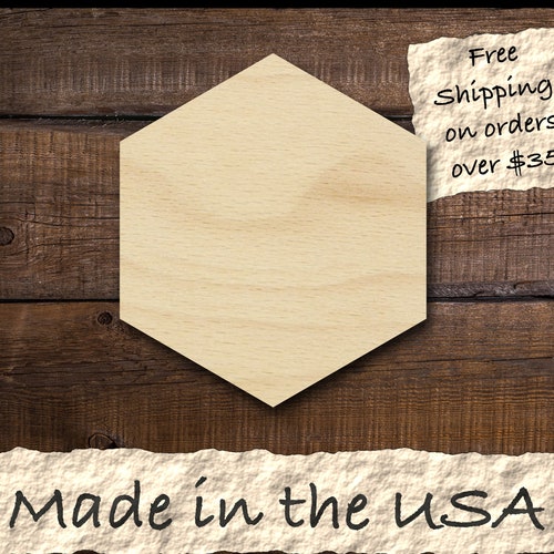 Hexagon Shape Laser Cut Unfinished Wood Cutout Shapes Etsy