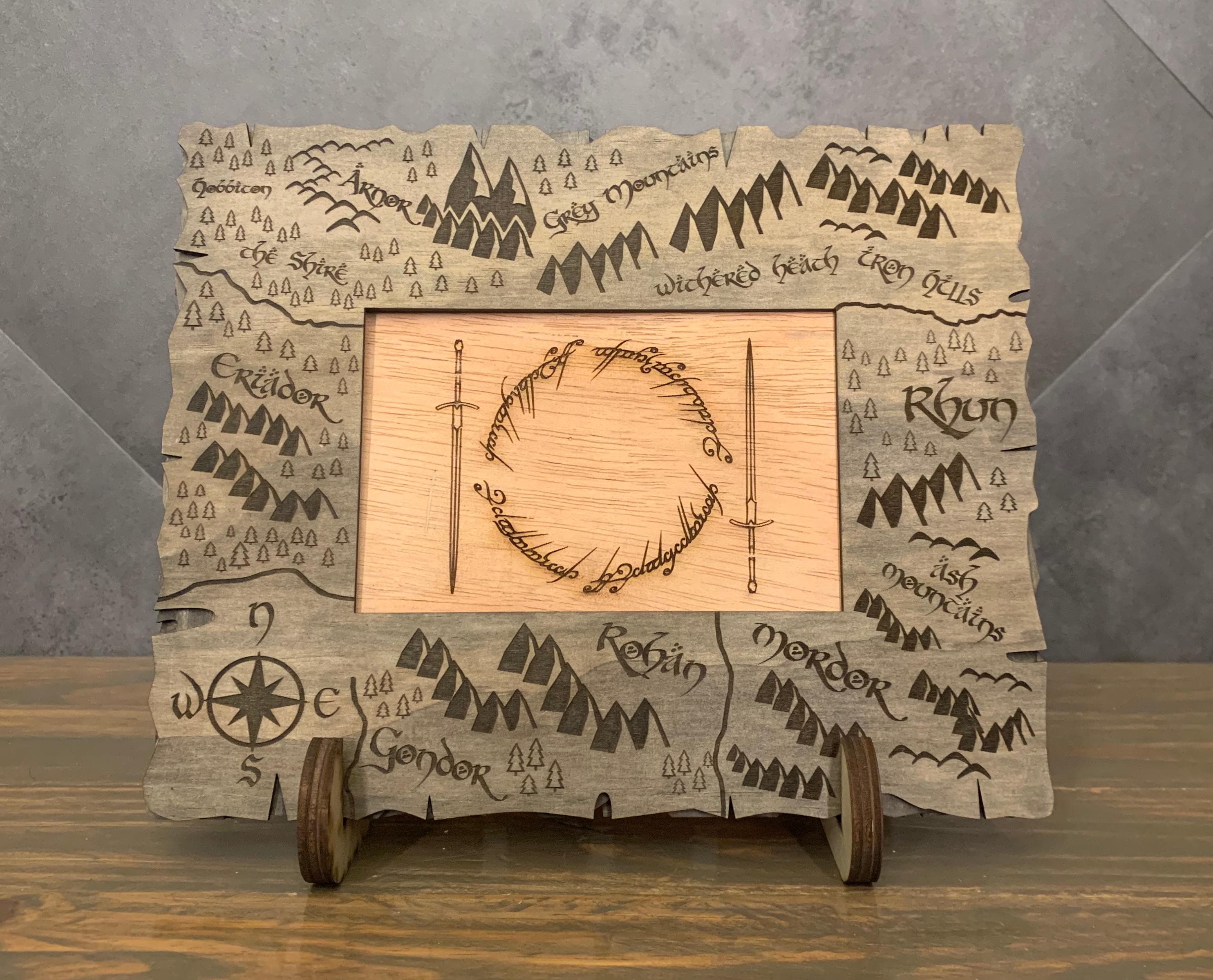 Lotr Frameborder Custom Lord of the Rings Inspired Wood Picture Frame - Hobbit Rustic ...