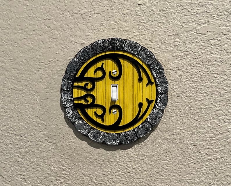 Hobbit Door Light Switch Cover, Hobbit Door Opening, Fairy Fantasy, The Shire, Fandom Decoration, Hobbitcore, Lord of the Rings gift, Bilbo image 4