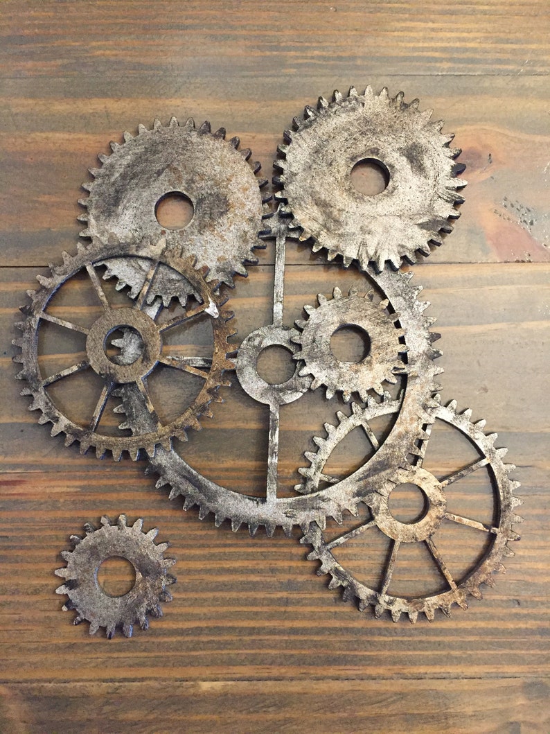 Collection of 7 Steampunk Wood Gears Laser Cut Etsy