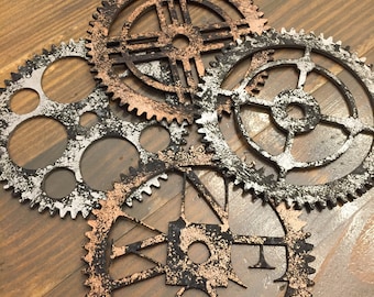 Juego de 4 engranajes de madera Steampunk cortados con láser