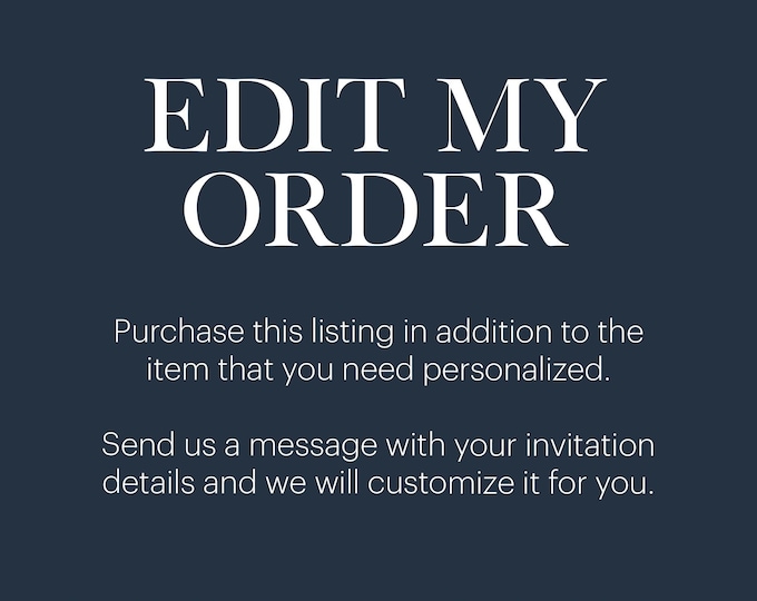 Edit My Order