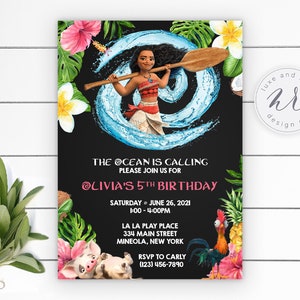 Moana-Geburtstags-Party Einladung, Maui, das Meer ruft, bearbeiten Sie selbst