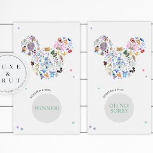 Mickey aquarel babyshower Kras om te winnen spel, aquarel karakters, direct downloaden, bewerk jezelf met Corjl