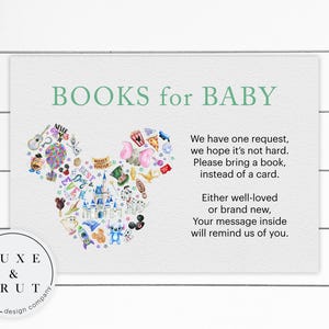 Baby Shower de Mickey con acuarela, Libros a juego para tarjeta de inserción de bebé, Edita tú mismo en Corjl