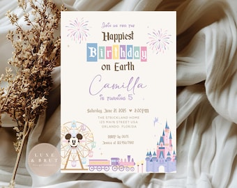 The Happiest Birthday on Earth, Magic Kingdom Park Invitation, Edit Yourself in Corjl