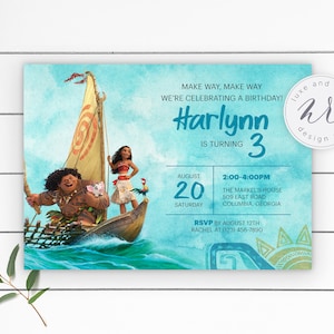 Make Way For Moana Birthday Party Invitation, Maui and Moana, Edit Yourself, Instant Download