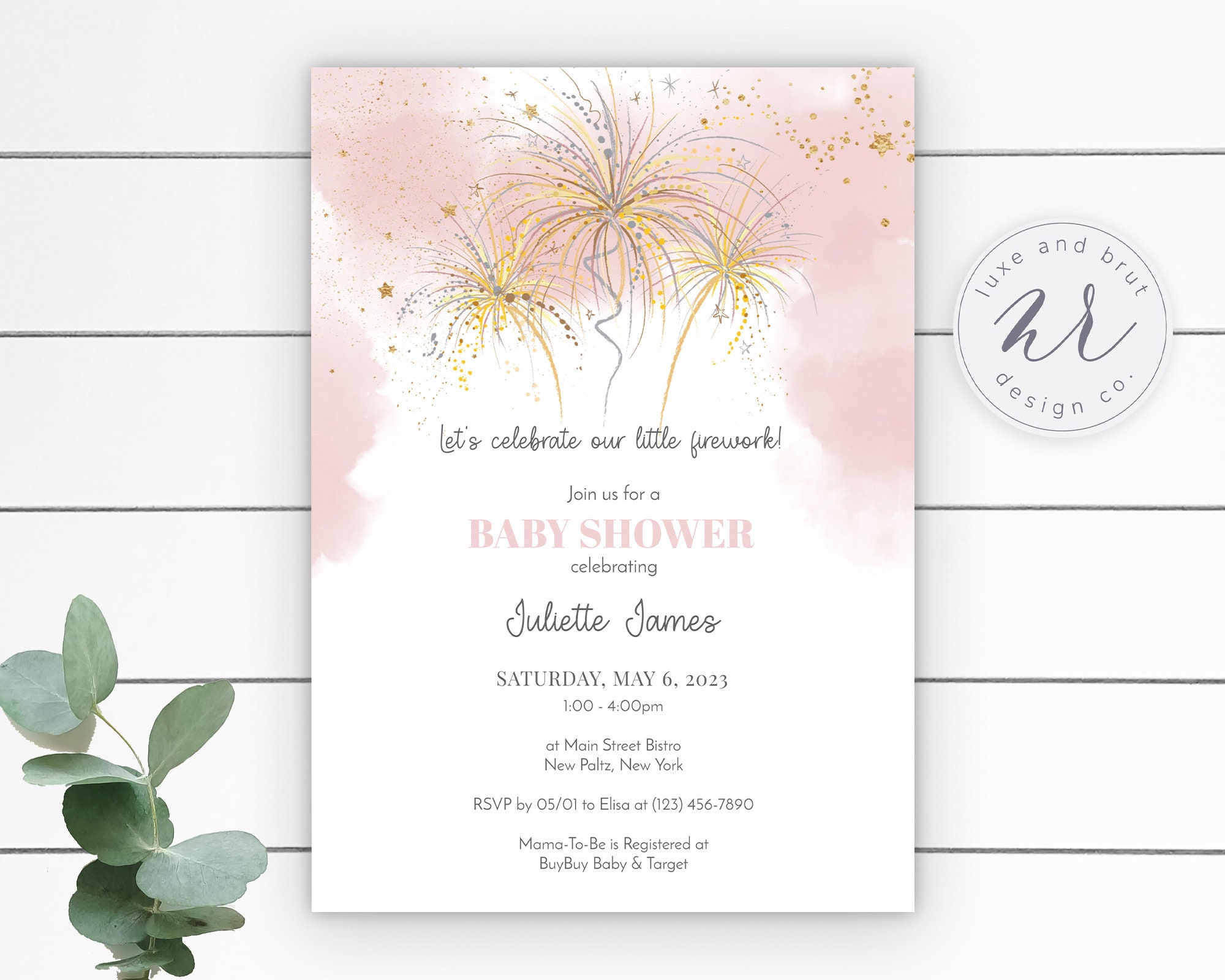 Baby You're a Firework Baby Shower Invitation, Boy or Girl, Instant ...