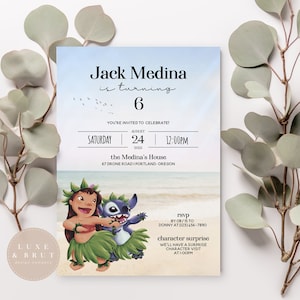 Lilo and Stitch 626 Birthday Party Invitation, Summer Hula, Edit Yourself in Corjl