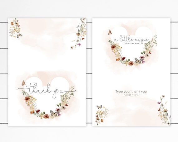 A Little Magic Is On The Way Butterfly Baby Shower Matching Thank You Card, Editable, Instant Download, Edit Yourself with Corjl