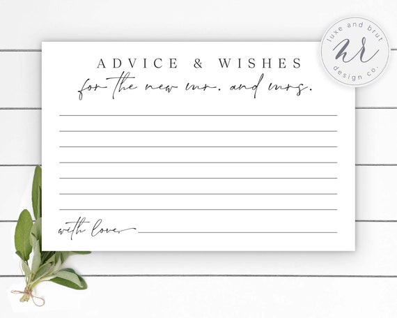 Bridal Shower Advice & Wishes for the new Mr. and Mrs. with FREE Matching Sign, Wedding Advice Cards, Games, DIY