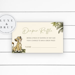 The Lion King Baby Shower Matching Diaper Raffle Card, Edit Yourself in ...