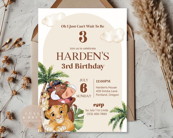 Lion King Birthday Invitation: Edit Yourself in Corjl