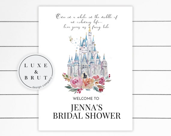 Once In Awhile Love Gives Us a Fairytale Bridal Shower Welcome Sign, Edit Yourself, Instant Download