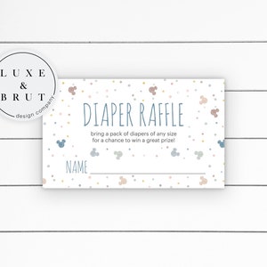 Mickey Baby Sprinkle Matching Diaper Raffle Insert Card, Edit Yourself In Corjl