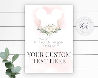 A Little Magic Is On The Way Baby Shower Custom Sign 8.5x11, Editable File Instant Download