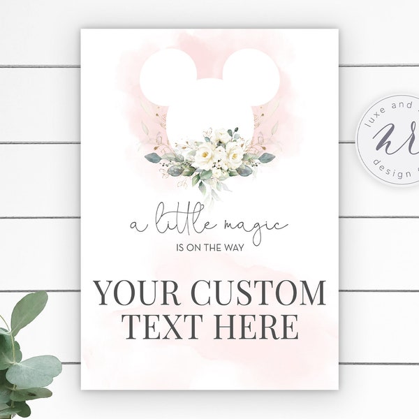 A Little Magic Is On The Way Baby Shower Custom Sign 8.5x11, Editable File Instant Download