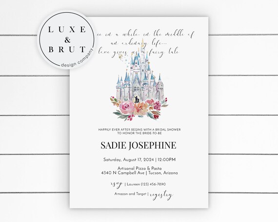 Once In a Lifetime Love Gives Us a Fairytale Bridal Shower Invitation, Editable, Instant Download, Edit Yourself with Corjl