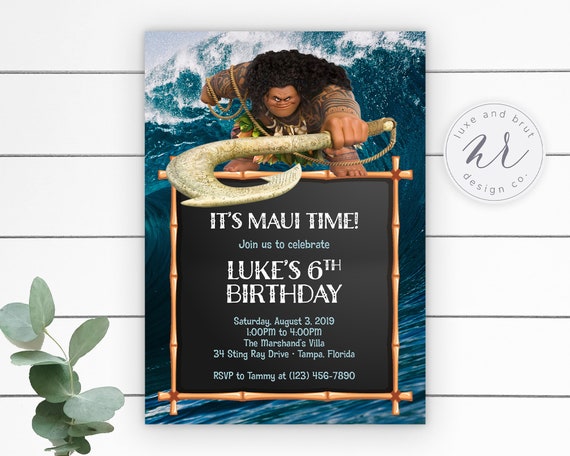 It's Maui Time Birthday Party Invitation, Moana Birthday Theme, Editable File