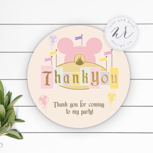 Magical Birthday Thank You Tags or Stickers: Disneyland Theme (Instant Download)