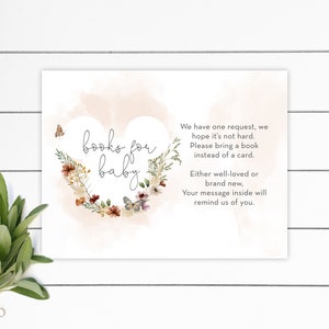 Libros de mariposas para baby shower (tarjeta de inserción para bebé) (Editar en Corjl, descarga instantánea)