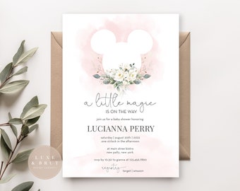 Magic Baby Shower Invitation: Floral Mouse Ears, Corjl Editable