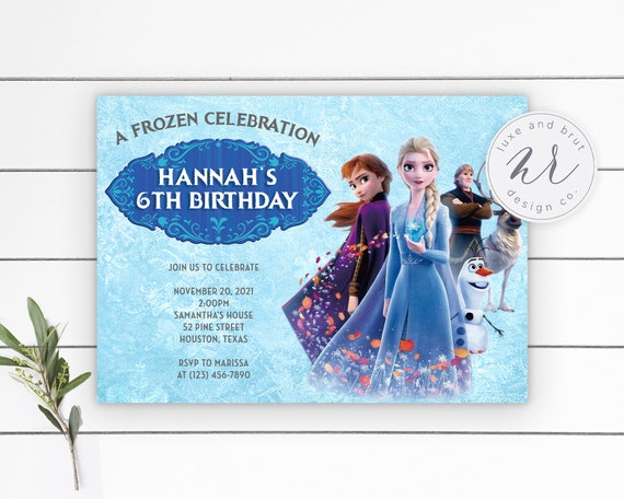 A Frozen Celebration Birthday Party Invitation, Queen Elsa, Princess Anna, Instant Download