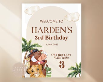 Lion King Birthday Party Welcome Sign, Edit Yourself in Corjl, Multiple Sizes Available