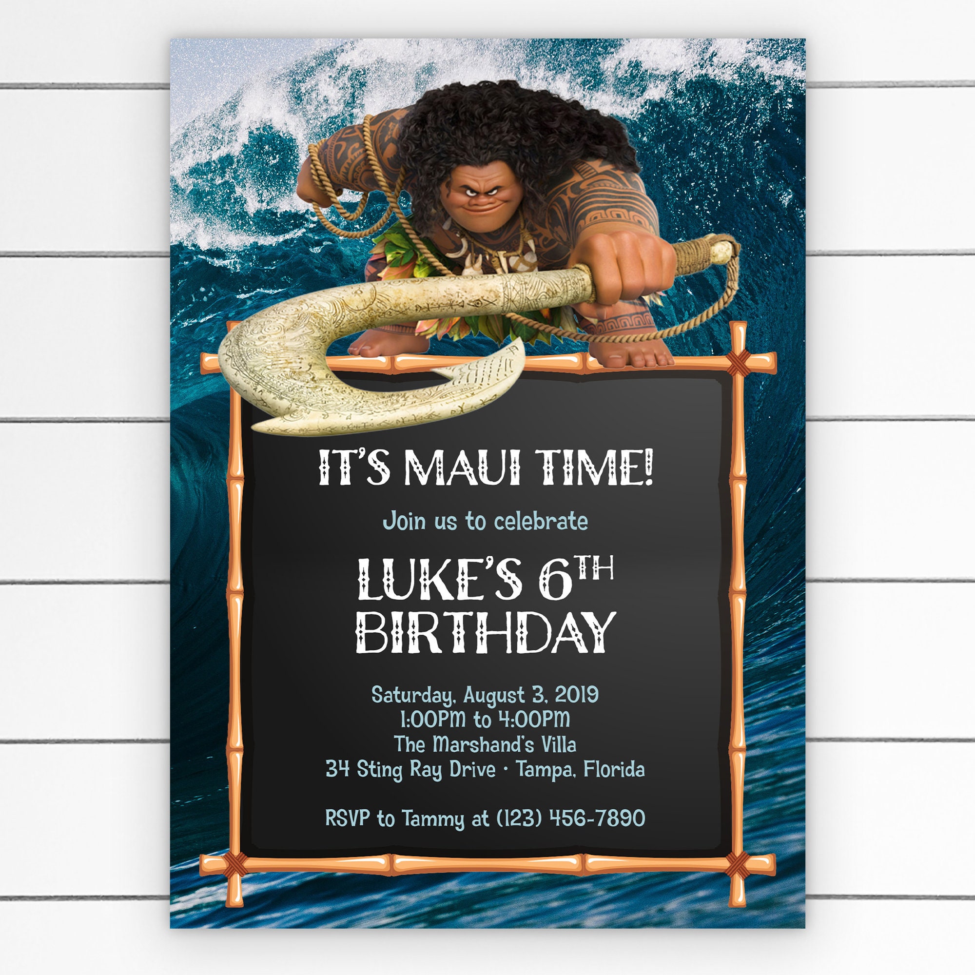 It's Maui Time Birthday Party Invitation, Moana Birthday Theme, Editable  File 