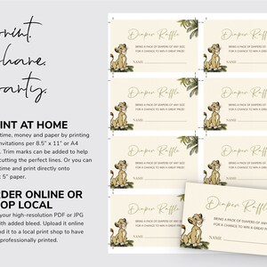The Lion King Baby Shower Matching Diaper Raffle Card, Edit Yourself in ...