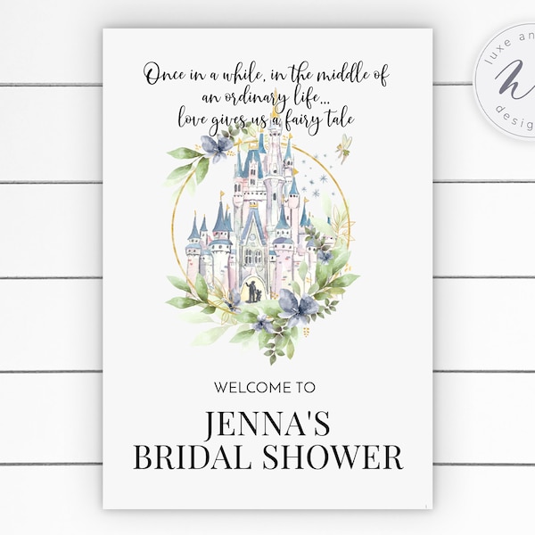 Fairytale Bridal Shower Welcome Sign, Edit Yourself, Instant Download