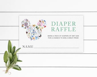 Matching Baby Shower Diaper Raffle Card, Instant Download