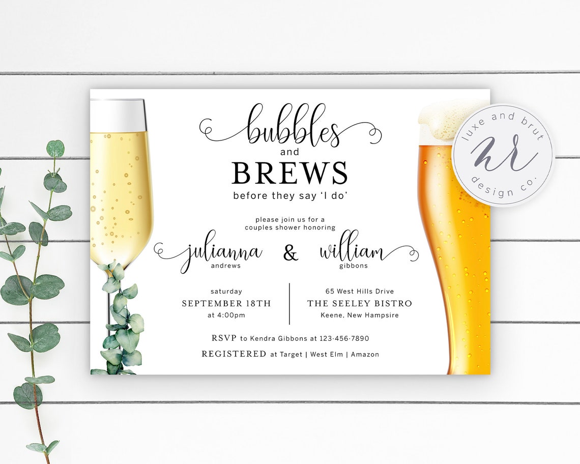Bubbles and Brews Before They Say I Do Couples Shower Etsy