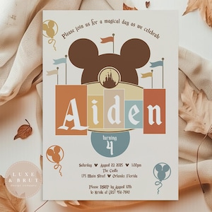 Magical Birthday Party Invitation, Happiest Birthday On Earth, Disneyland Gender Neutral, Edit Yourself in Corjl
