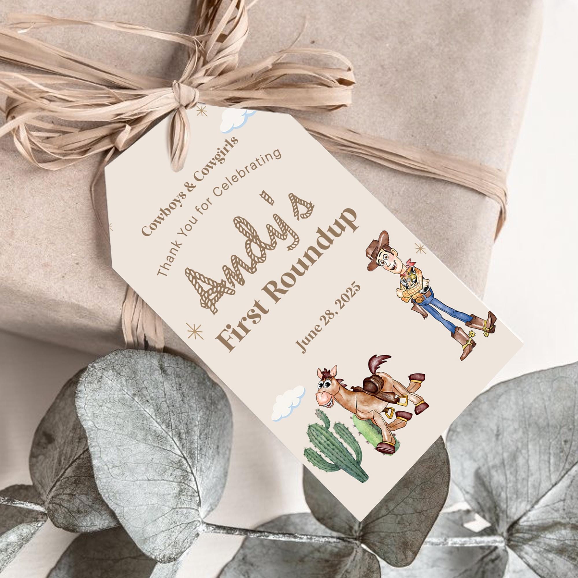 Woody First Rodeo Invite Woody's First Roundup Rodeo Birthday Party Favor Thank You Tags, Edit ...