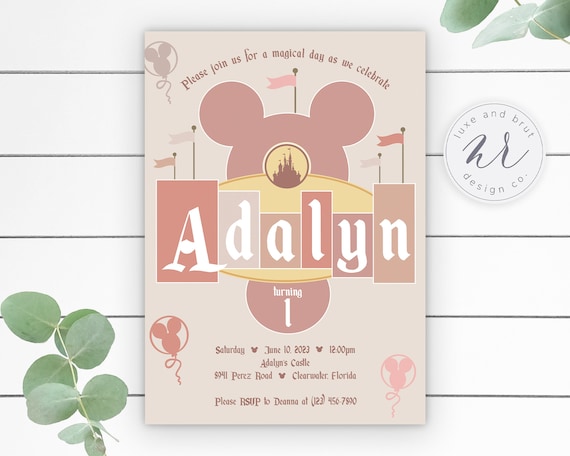 Magical Disneyland Birthday Party Invitation, Classic Colors, WDW, Disneyland, Classic, DIY, Digital Download