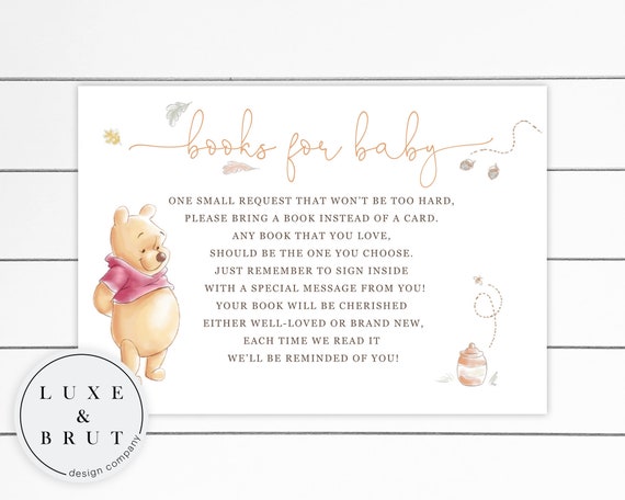 Winnie the Pooh Pumpkin Baby Shower Matching Books for Baby Insert Card, Editable, Instant Download, Edit Yourself with Corjl