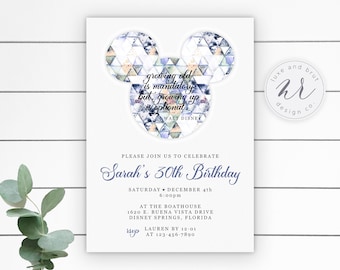 Growing Up Is Optional, WDW Birthday Party Invitation, EPCOT, Walt Quote, Instant Download, Edit Yourself