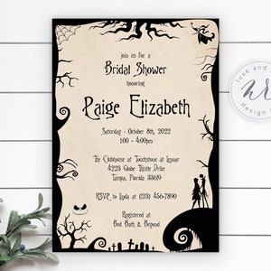 Nightmare Before Bridal Shower Invitation, Wedding Shower, Halloween Christmas