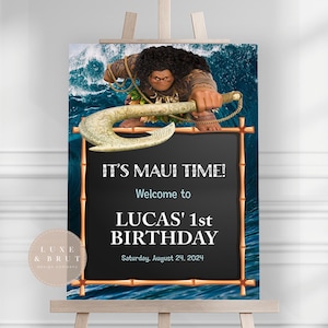 Placa de boas-vindas para festa de aniversário It's Maui Time, edite-se em Corjl
