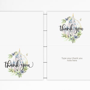 Fairytale Bridal Shower Thank You Card, Matching Items, Edit Yourself in Corjl, Instant Download