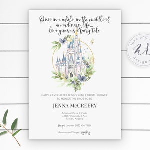 Once In a While Love Give You A Fairytale Bridal Shower Invitation, DIY, Editable Invitation